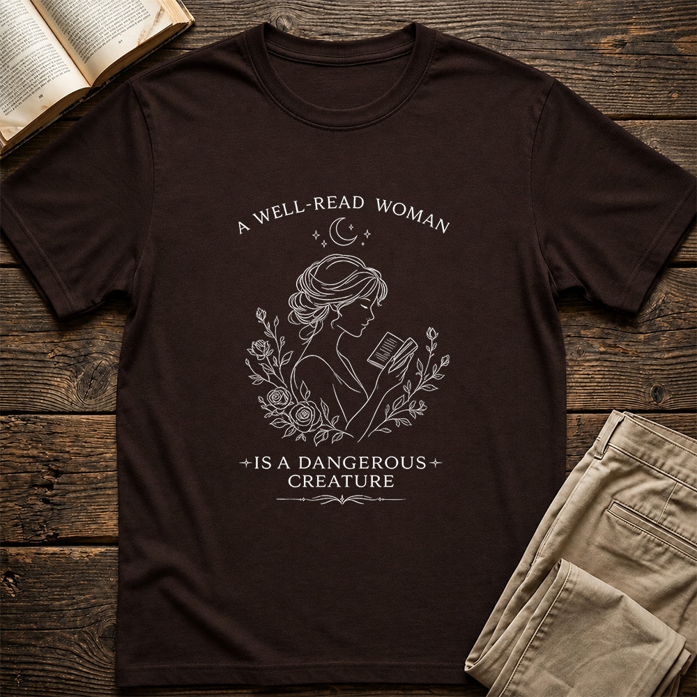 A Well Read Woman Softstyle T-Shirt | Book Lover Gift Dark Chocolate