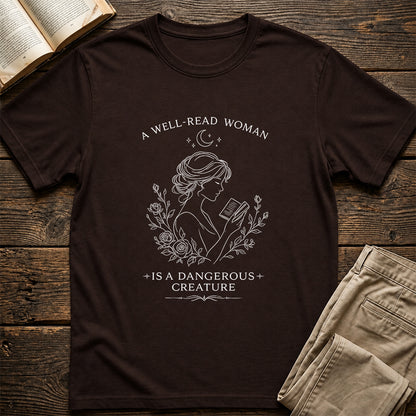 A Well Read Woman Softstyle T-Shirt | Book Lover Gift Dark Chocolate