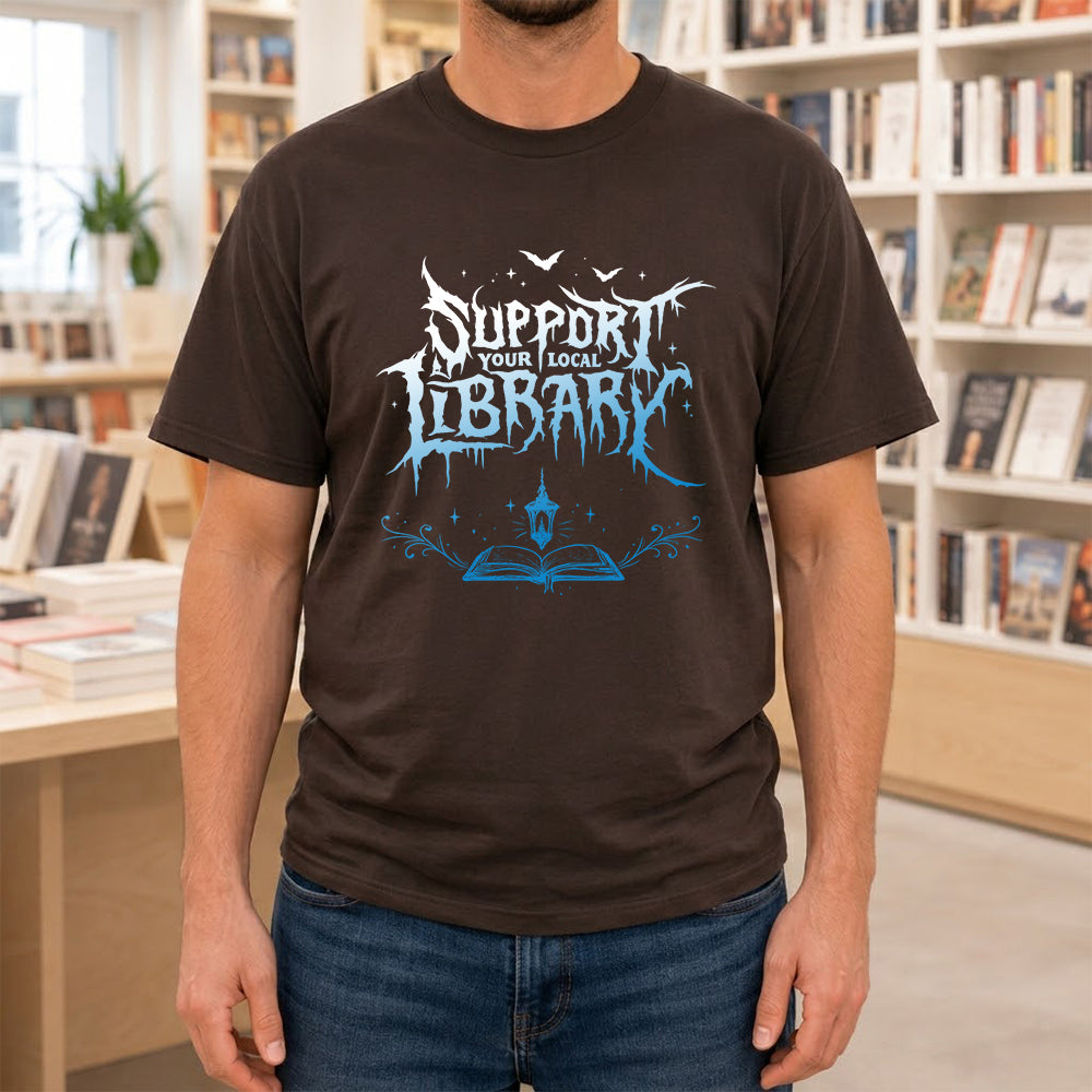 Support Your Local Library Softstyle T-Shirt | Book Lover Gift Dark Chocolate