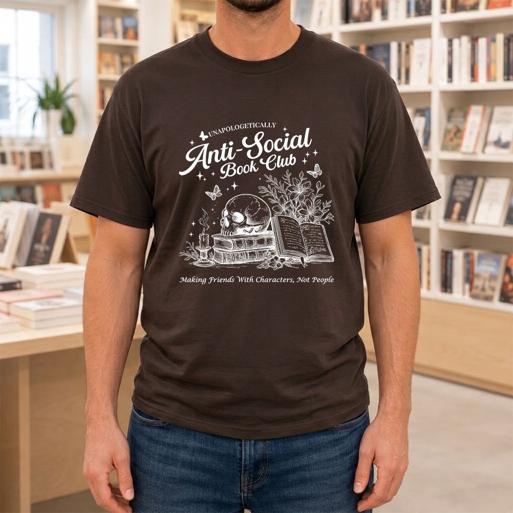 Anti-Social Book Club Softstyle T-Shirt | Book Lover Gift Dark Chocolate