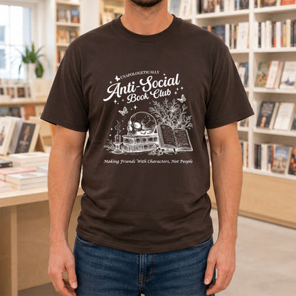 Anti-Social Book Club Softstyle T-Shirt | Book Lover Gift Dark Chocolate