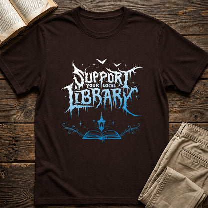 Support Your Local Library Softstyle T-Shirt | Book Lover Gift Dark Chocolate