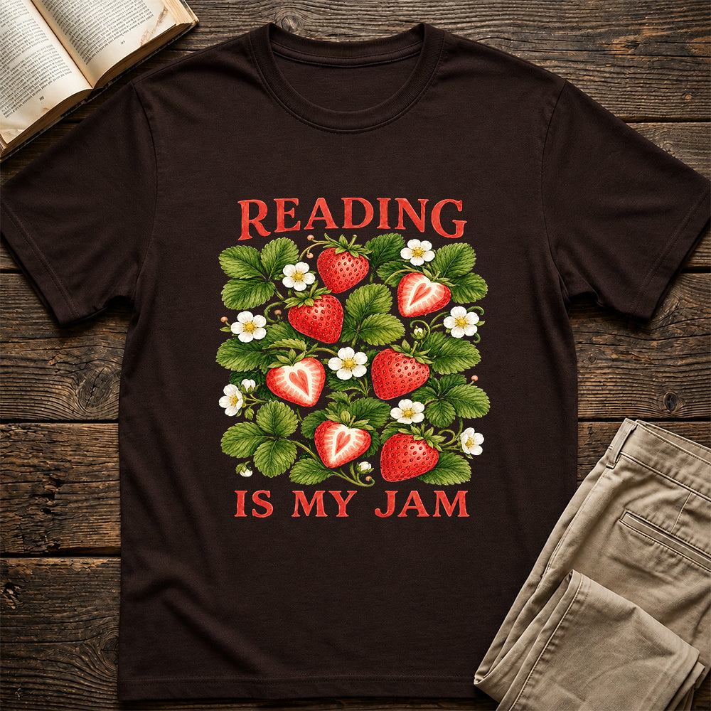 Reading Is My Jam Softstyle T-Shirt | Book Lover Gift Dark Chocolate