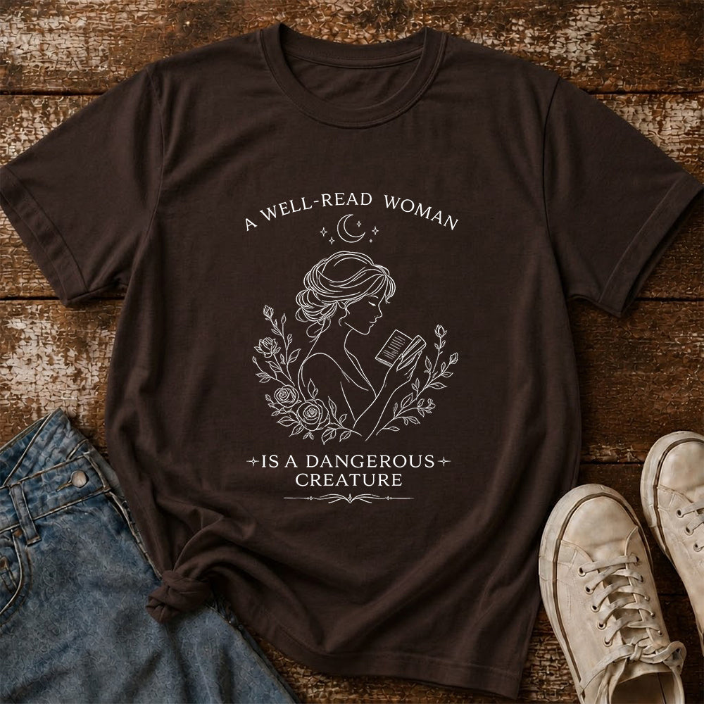 A Well Read Woman Softstyle T-Shirt | Book Lover Gift Dark Chocolate