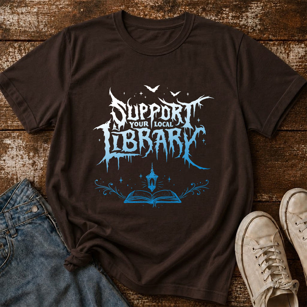 Support Your Local Library Softstyle T-Shirt | Book Lover Gift Dark Chocolate