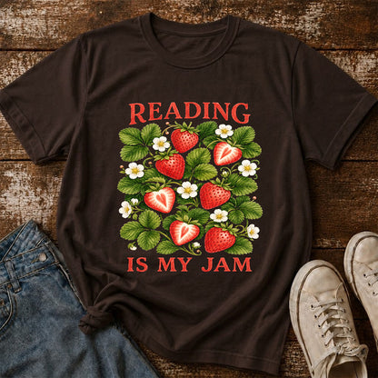 Reading Is My Jam Softstyle T-Shirt | Book Lover Gift Dark Chocolate