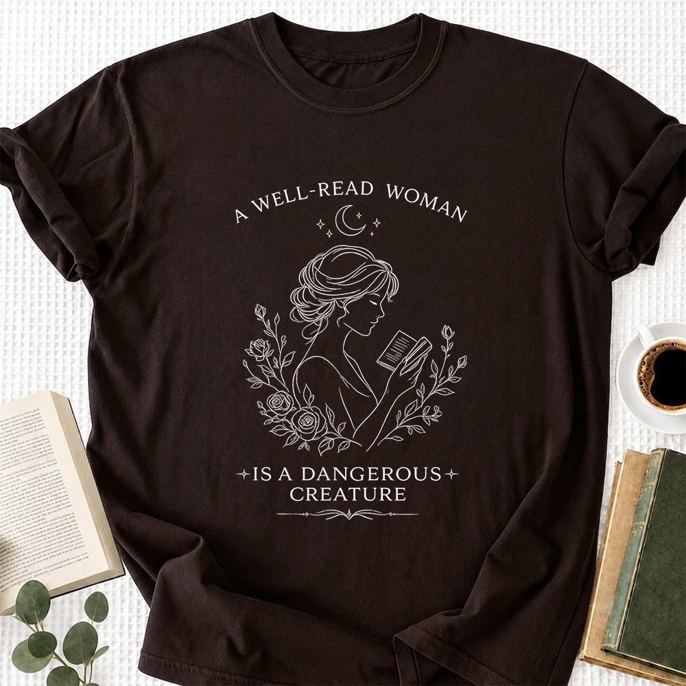 A Well Read Woman Softstyle T-Shirt | Book Lover Gift Dark Chocolate