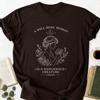 A Well Read Woman Softstyle T-Shirt | Book Lover Gift Dark Chocolate