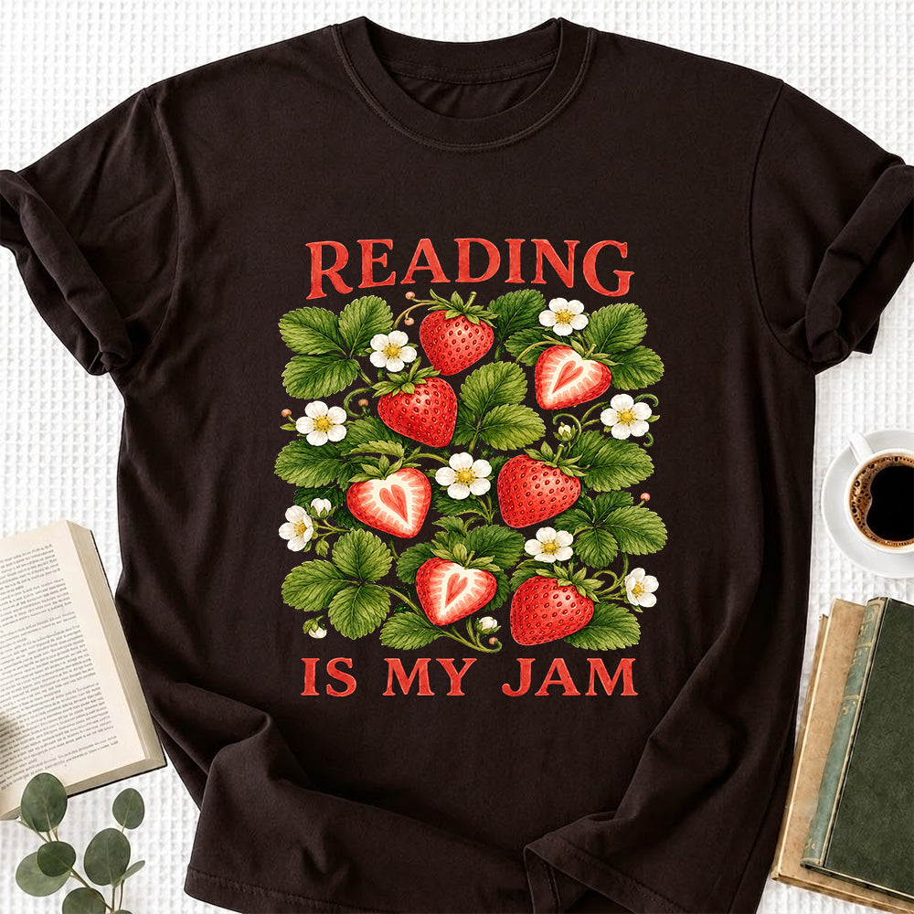 Reading Is My Jam Softstyle T-Shirt | Book Lover Gift Dark Chocolate