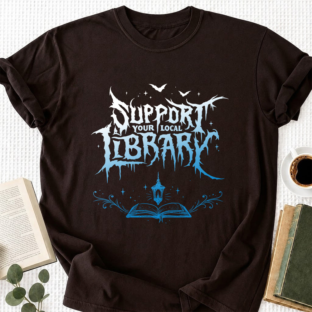 Support Your Local Library Softstyle T-Shirt | Book Lover Gift Dark Chocolate