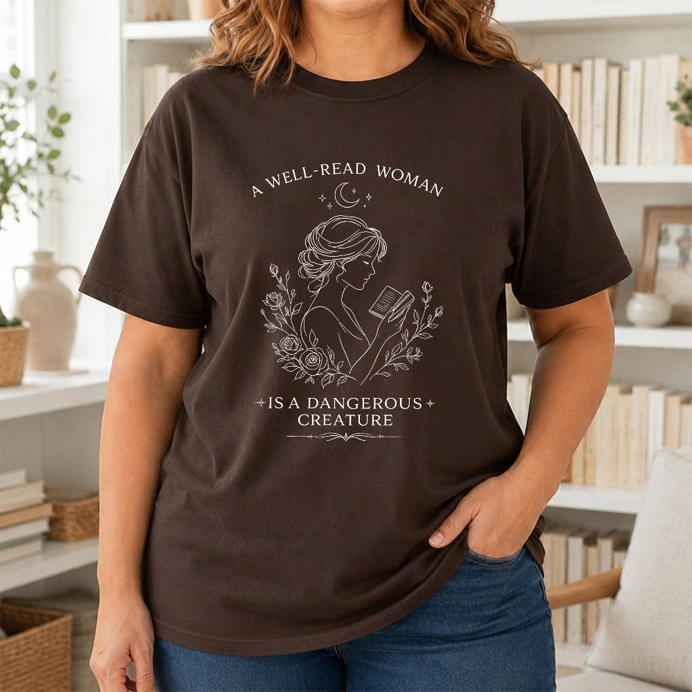 A Well Read Woman Softstyle T-Shirt | Book Lover Gift Dark Chocolate