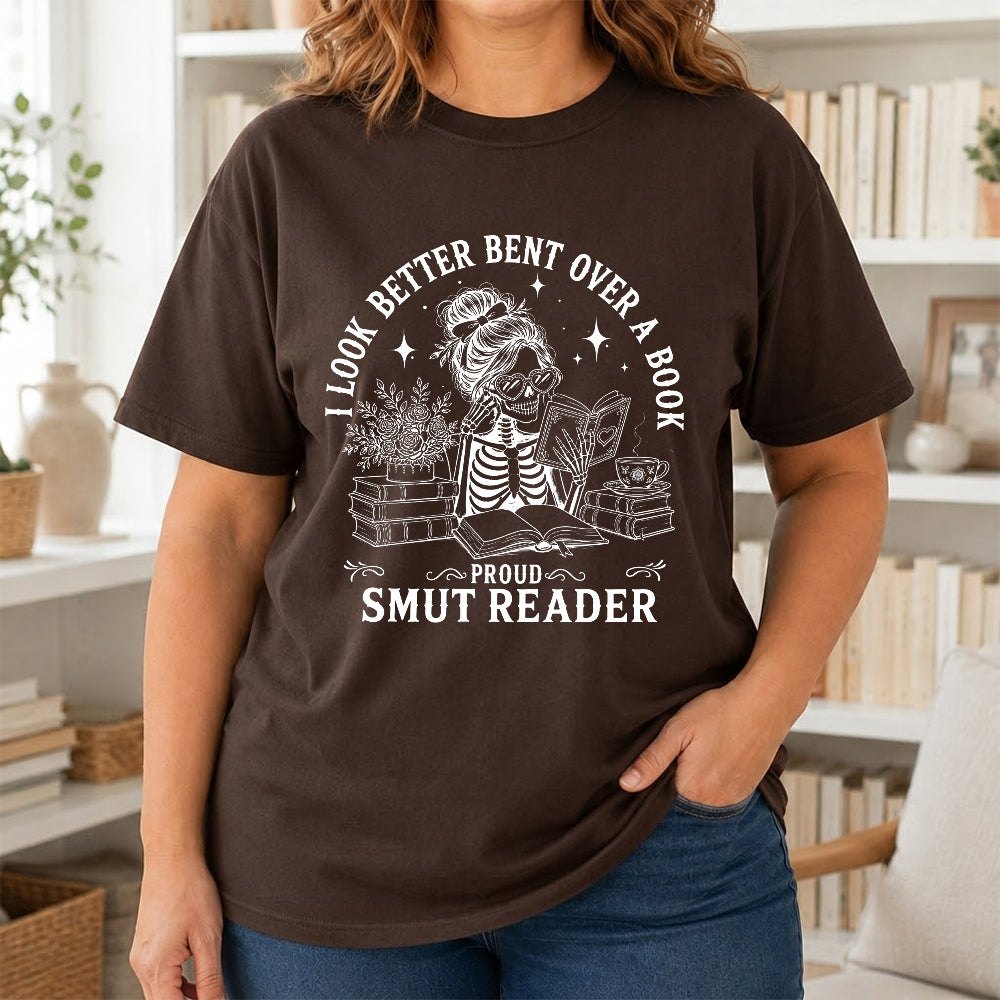 I Look Better Bend Over A Book Softstyle T-Shirt | Book Lover Gift Dark Chocolate