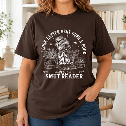 I Look Better Bend Over A Book Softstyle T-Shirt | Book Lover Gift Dark Chocolate