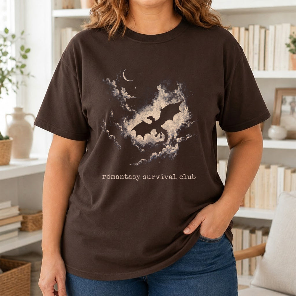 Fantasy Dragon Clouds Softstyle T-Shirt | Book Lover Gift Dark Chocolate