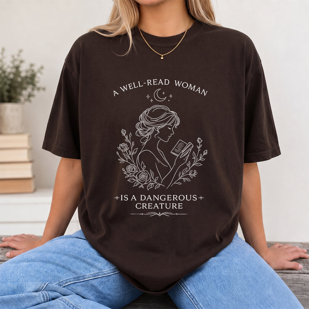 A Well Read Woman Softstyle T-Shirt | Book Lover Gift Dark Chocolate