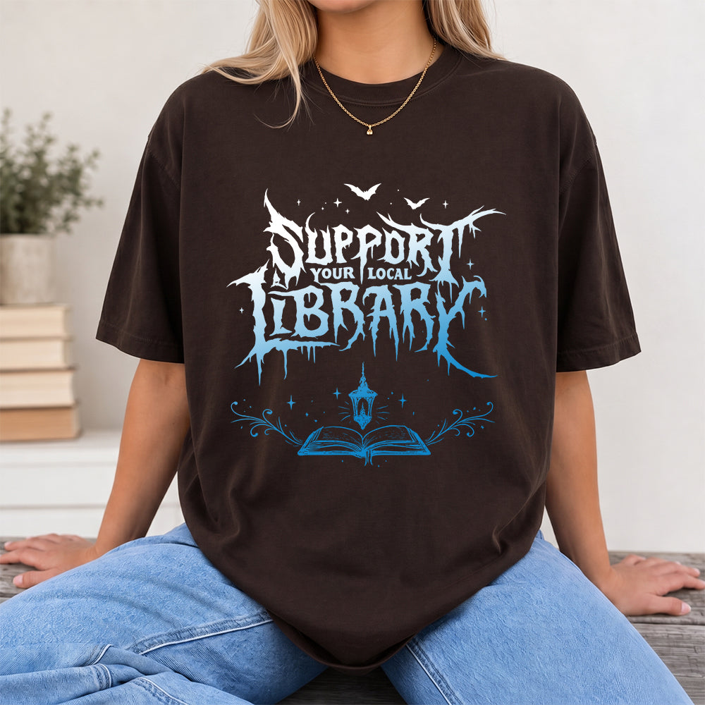 Support Your Local Library Softstyle T-Shirt | Book Lover Gift Dark Chocolate