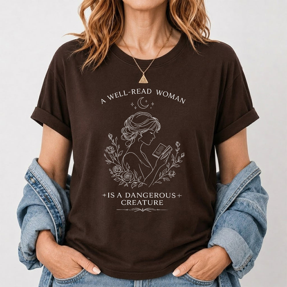 A Well Read Woman Softstyle T-Shirt | Book Lover Gift Dark Chocolate
