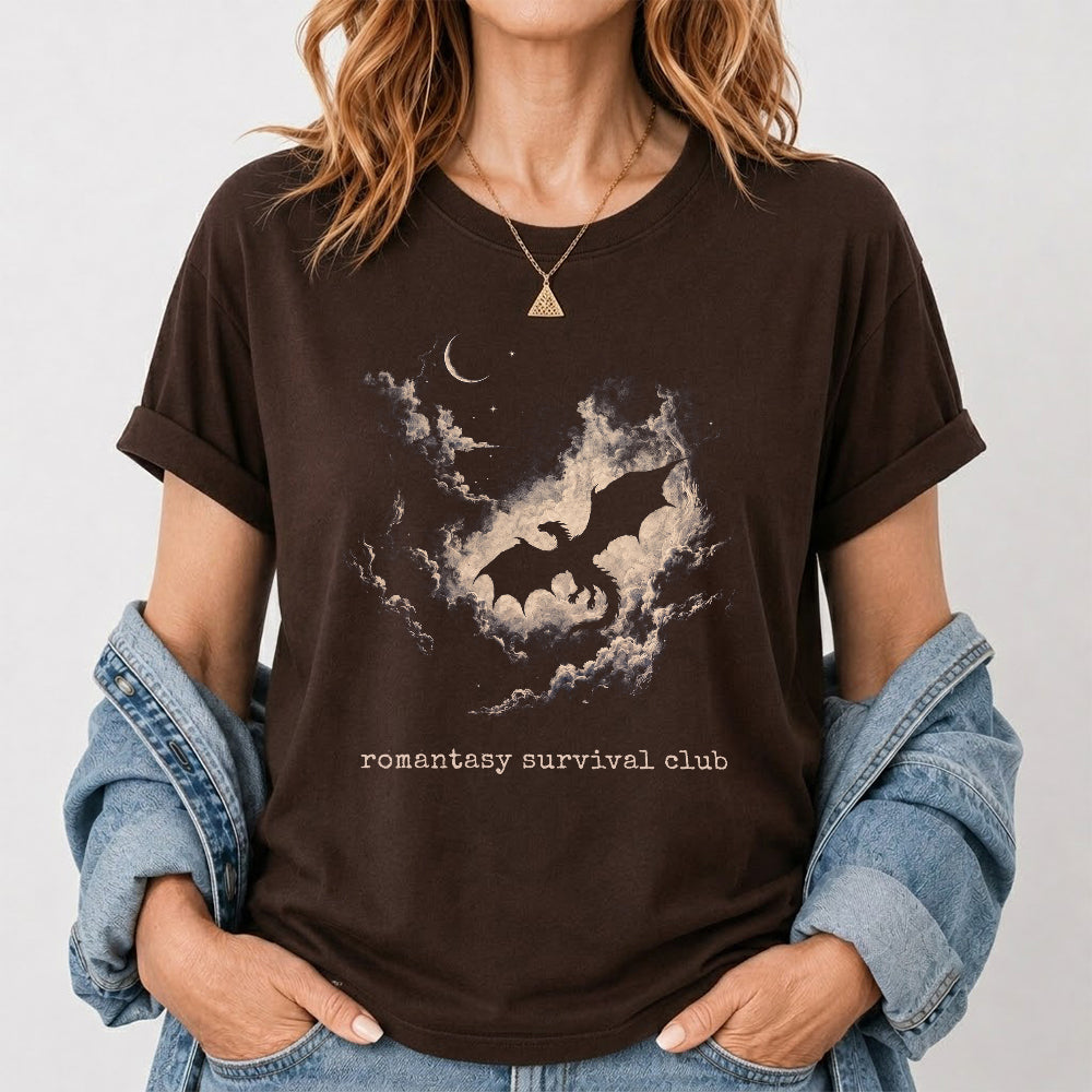Fantasy Dragon Clouds Softstyle T-Shirt | Book Lover Gift Dark Chocolate