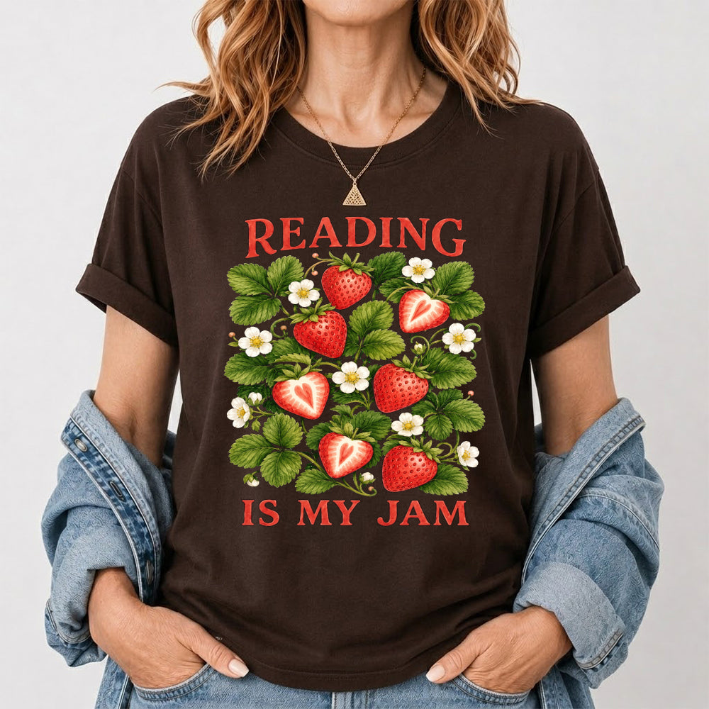 Reading Is My Jam Softstyle T-Shirt | Book Lover Gift Dark Chocolate