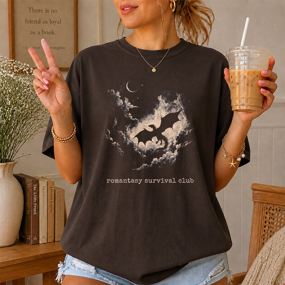 Fantasy Dragon Clouds Softstyle T-Shirt | Book Lover Gift Dark Chocolate