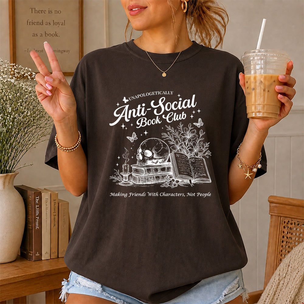 Anti-Social Book Club Softstyle T-Shirt | Book Lover Gift Dark Chocolate