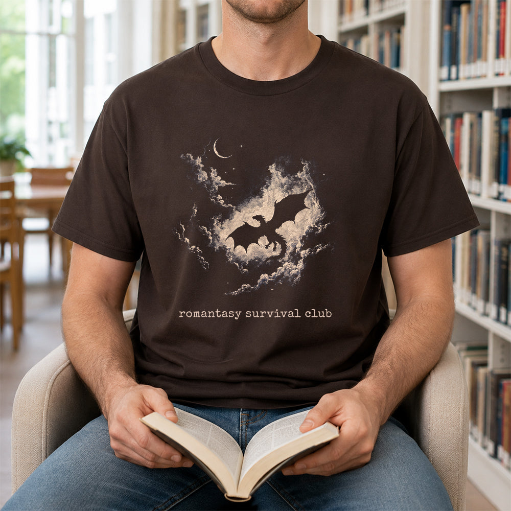 Fantasy Dragon Clouds Softstyle T-Shirt | Book Lover Gift Dark Chocolate