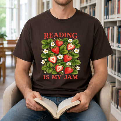 Reading Is My Jam Softstyle T-Shirt | Book Lover Gift Dark Chocolate