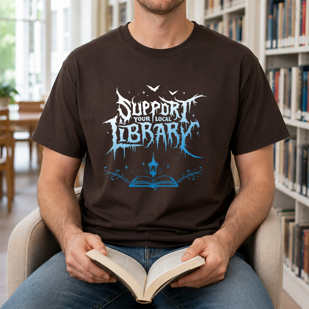 Support Your Local Library Softstyle T-Shirt | Book Lover Gift Dark Chocolate