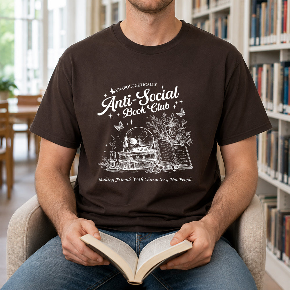 Anti-Social Book Club Softstyle T-Shirt | Book Lover Gift Dark Chocolate