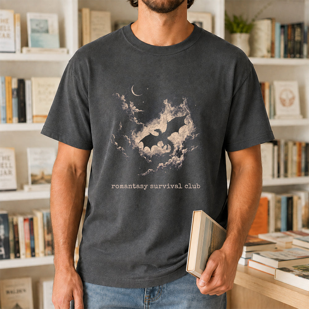 Fantasy Dragon Clouds Softstyle T-Shirt | Book Lover Gift Dark Heather