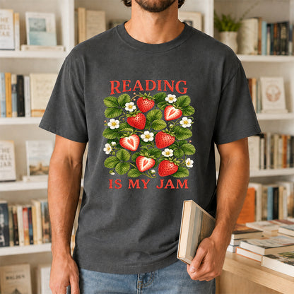 Reading Is My Jam Softstyle T-Shirt | Book Lover Gift Dark Heather