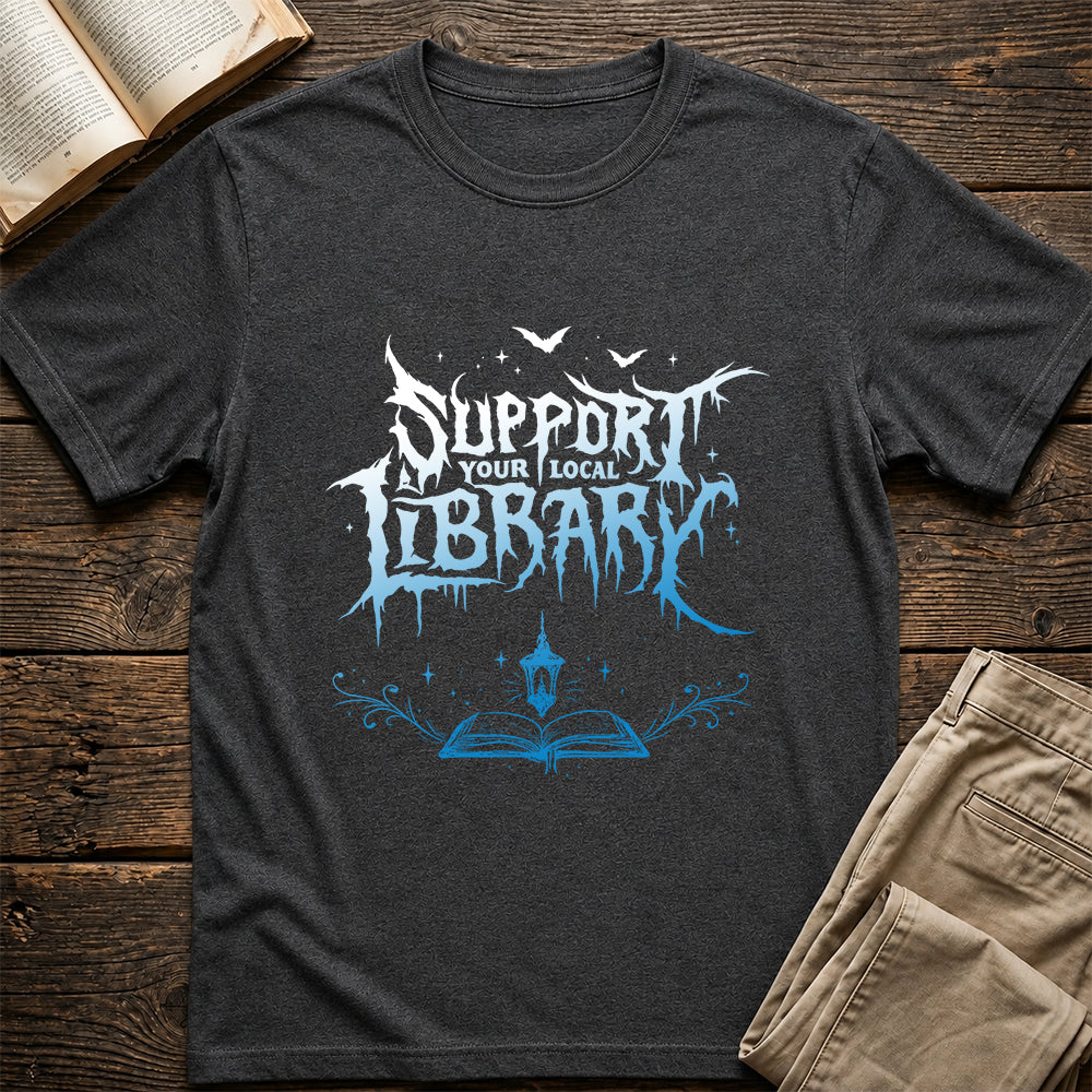 Support Your Local Library Softstyle T-Shirt | Book Lover Gift Dark Heather