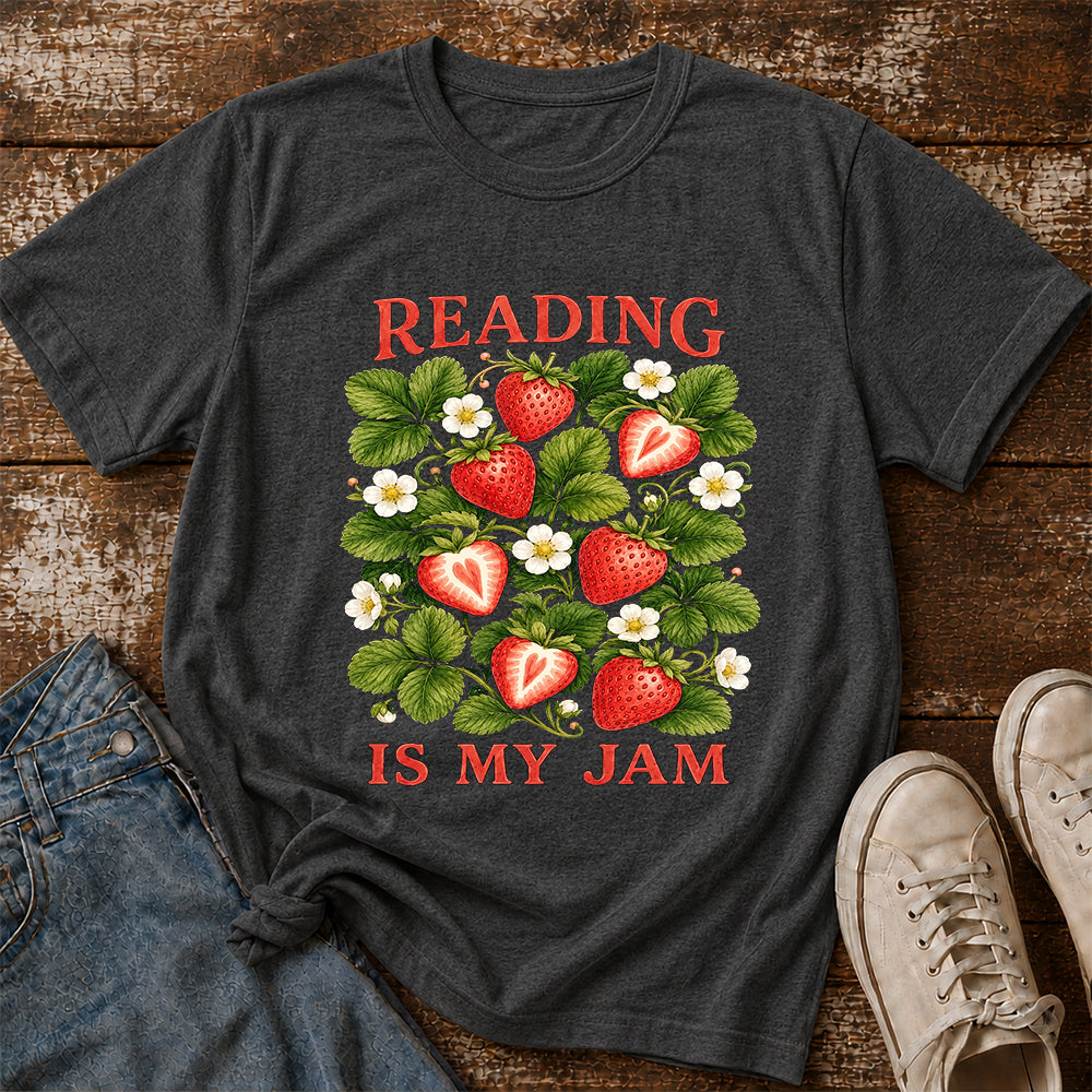 Reading Is My Jam Softstyle T-Shirt | Book Lover Gift Dark Heather