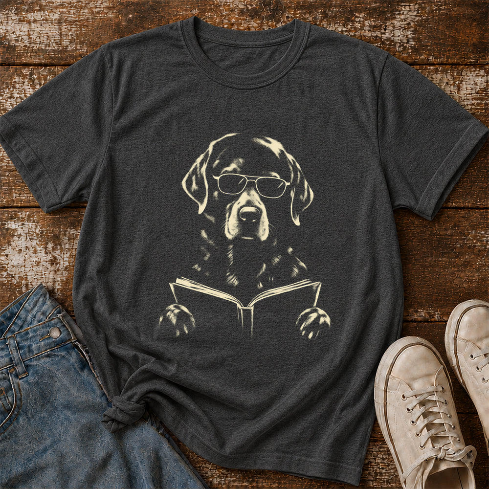Labrador Retriever Reading Book Softstyle T-Shirt | Book Lover Gift Dark Heather