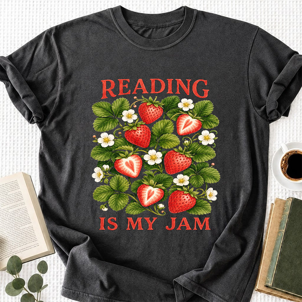 Reading Is My Jam Softstyle T-Shirt | Book Lover Gift Dark Heather