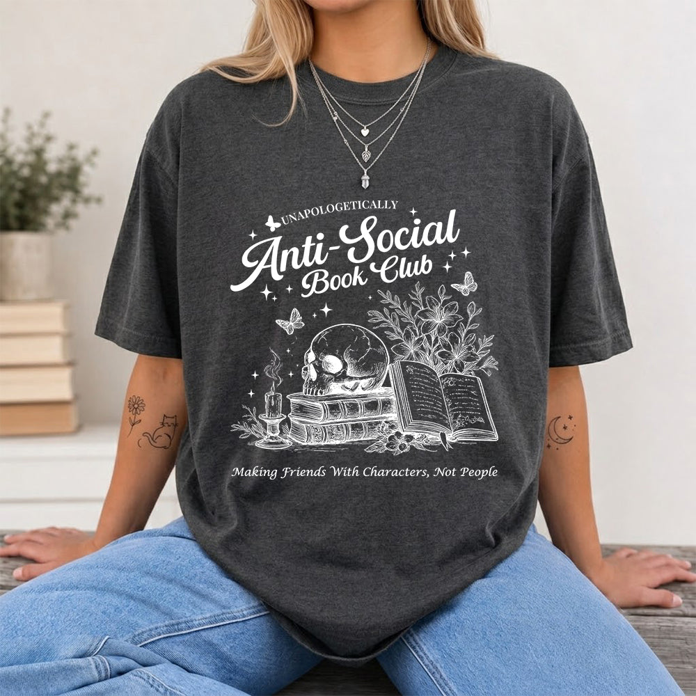 Anti-Social Book Club Softstyle T-Shirt | Book Lover Gift Dark Heather