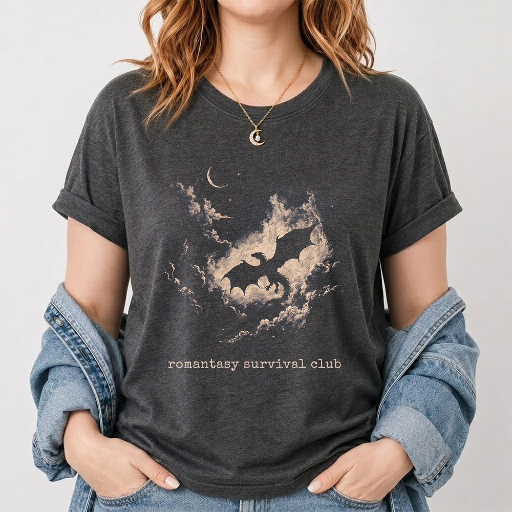 Fantasy Dragon Clouds Softstyle T-Shirt | Book Lover Gift Dark Heather