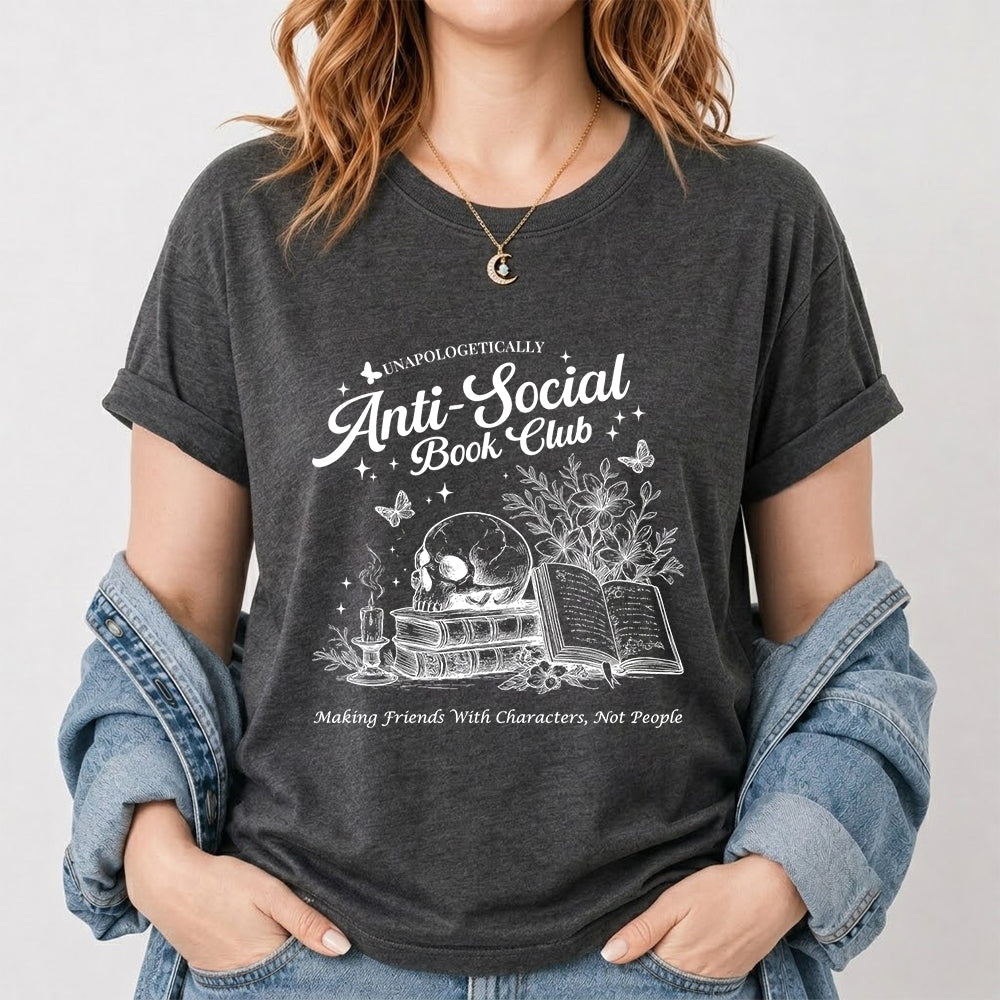Anti-Social Book Club Softstyle T-Shirt | Book Lover Gift Dark Heather
