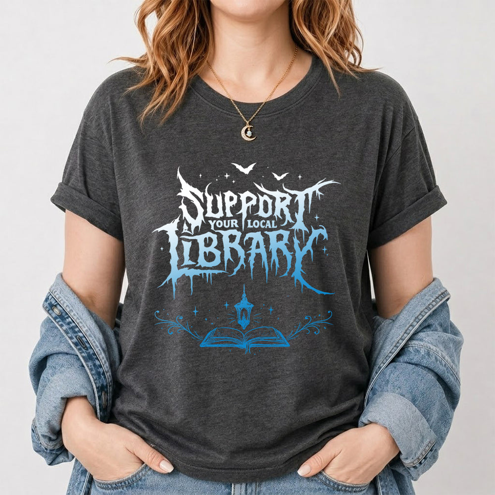 Support Your Local Library Softstyle T-Shirt | Book Lover Gift Dark Heather