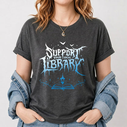 Support Your Local Library Softstyle T-Shirt | Book Lover Gift Dark Heather