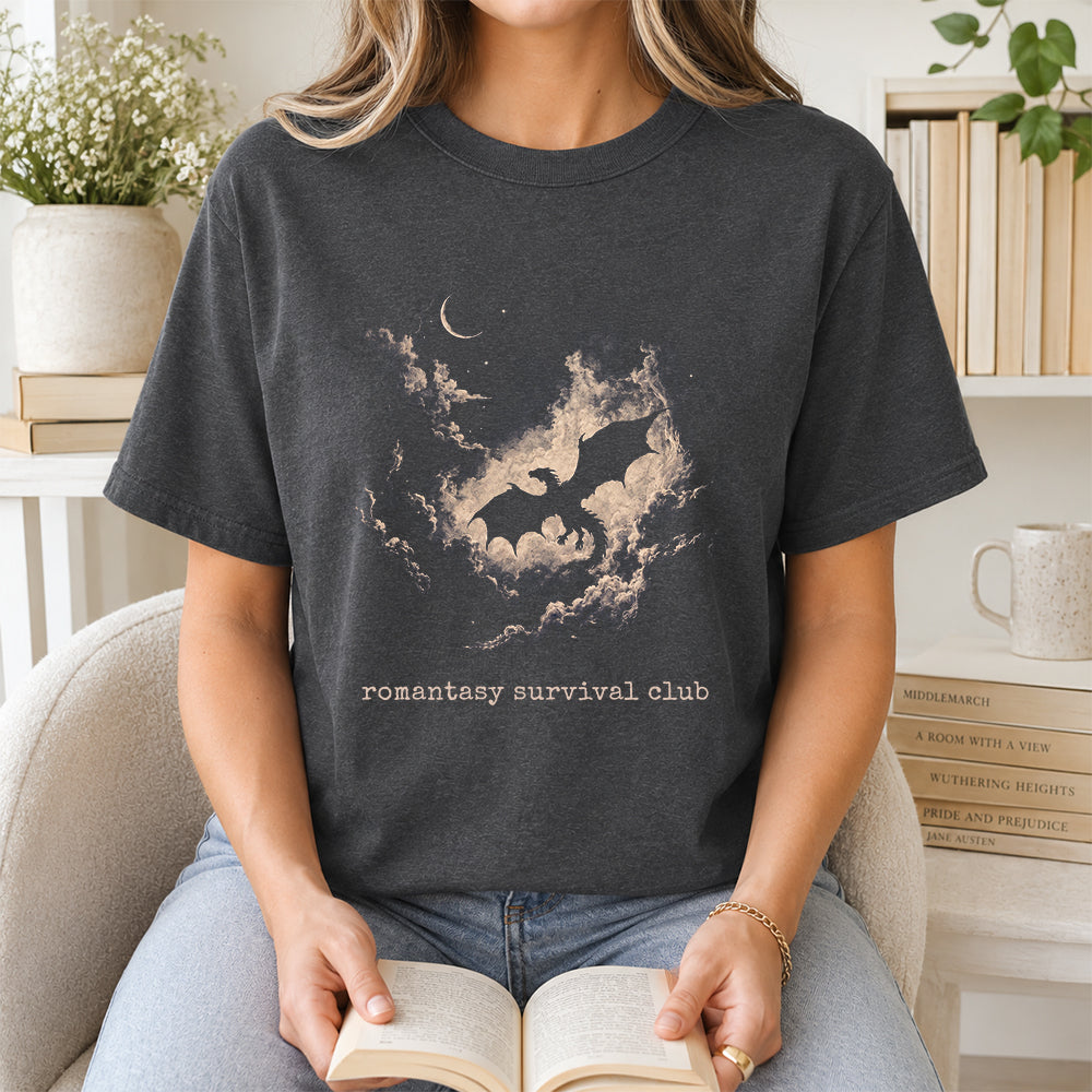 Fantasy Dragon Clouds Softstyle T-Shirt | Book Lover Gift Dark Heather