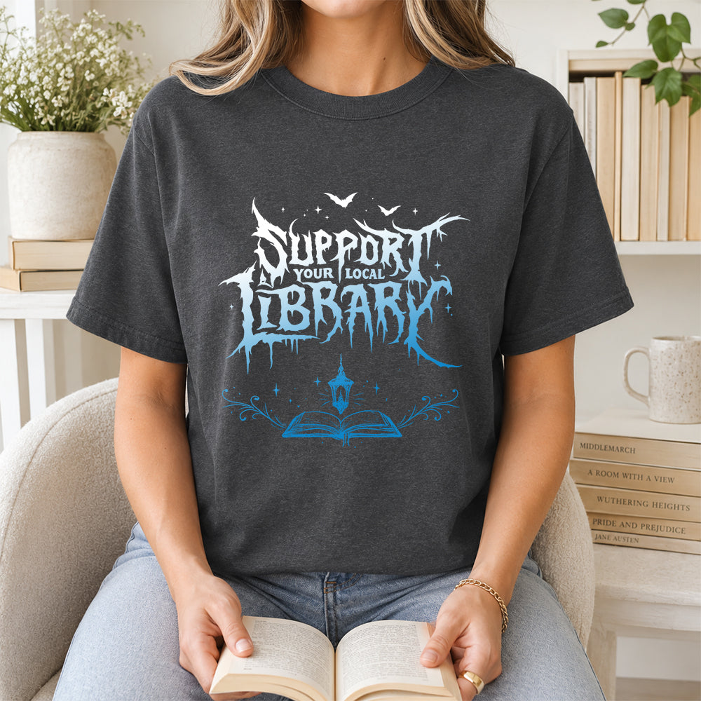 Support Your Local Library Softstyle T-Shirt | Book Lover Gift Dark Heather