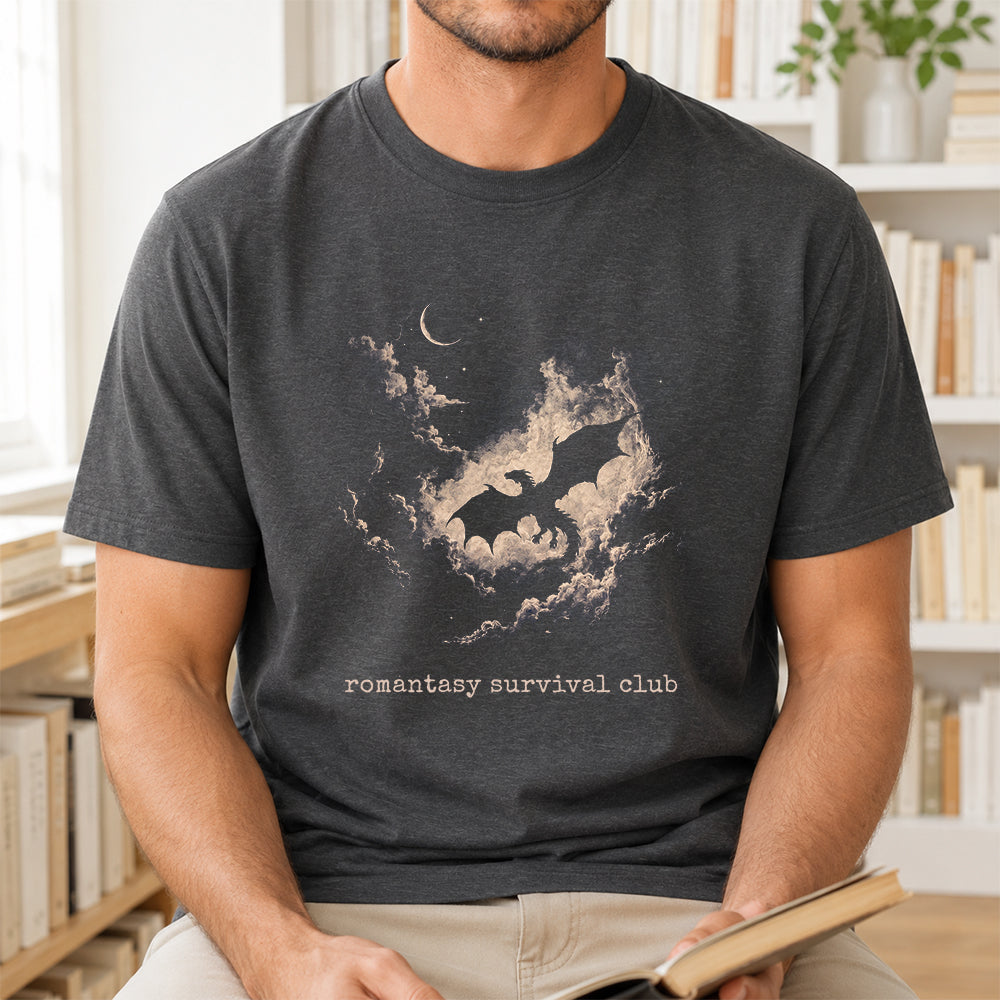 Fantasy Dragon Clouds Softstyle T-Shirt | Book Lover Gift Dark Heather