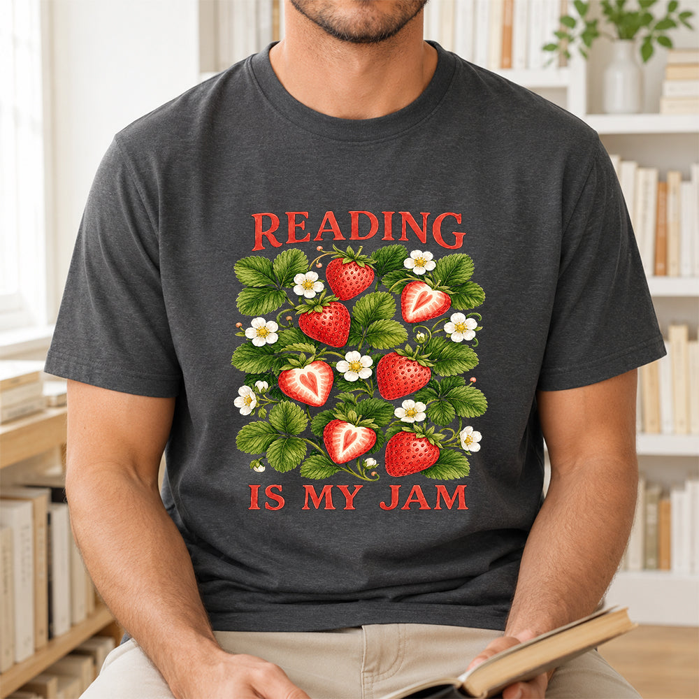 Reading Is My Jam Softstyle T-Shirt | Book Lover Gift Dark Heather