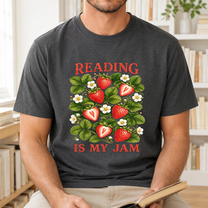 Reading Is My Jam Softstyle T-Shirt | Book Lover Gift Dark Heather