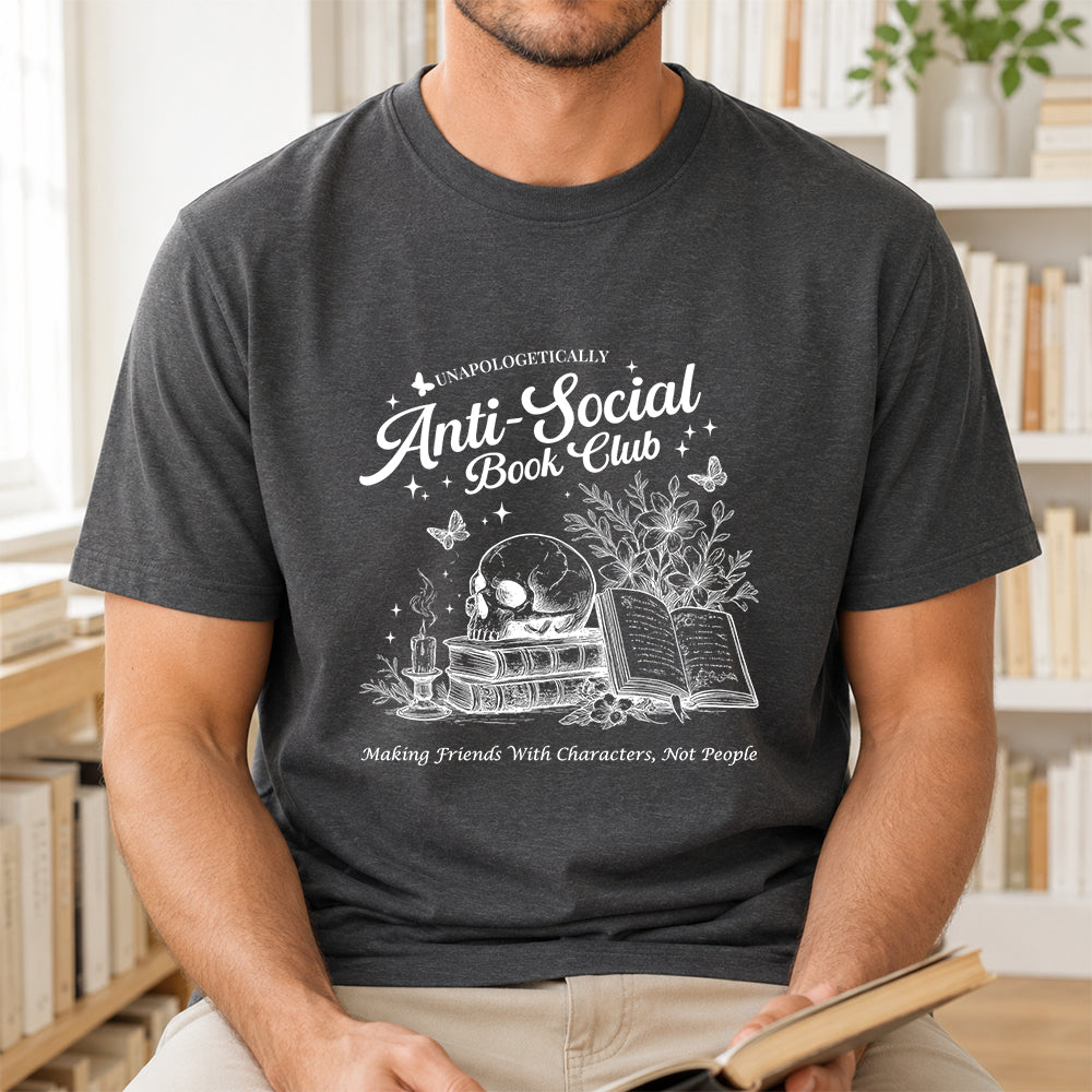 Anti-Social Book Club Softstyle T-Shirt | Book Lover Gift Dark Heather