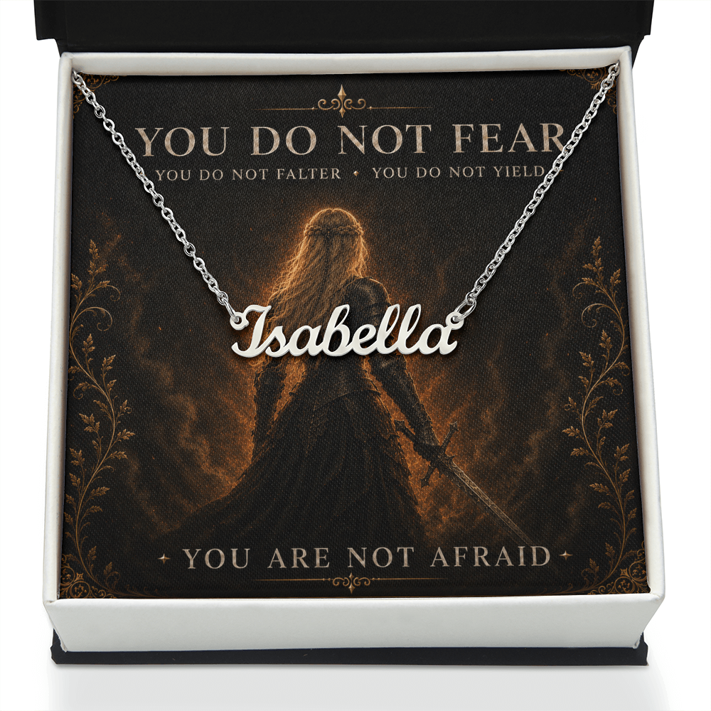 You Do Not Fear Decorative Card And Custom Name Polished Stainless Steel Necklace With Box Book Lover Gift Font 1
