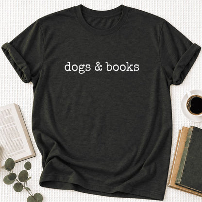 Dogs & Books Ultra-Soft Cotton T-Shirt | Dog Lover & Reader Gift Black Heather