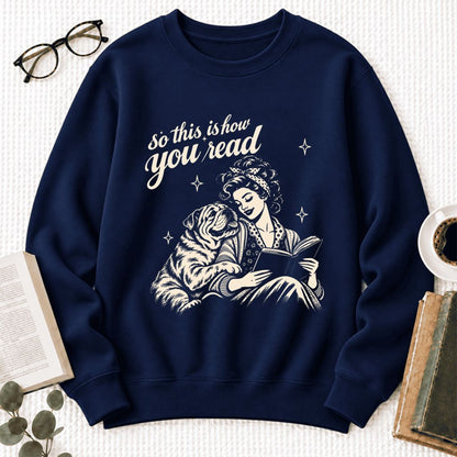 How You Read English Bulldog Softstyle Sweatshirt | Cozy Dog Mom Reader Gift Navy