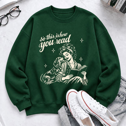 How You Read Dachshund Softstyle Sweatshirt | Cozy Dog Mom Reader Gift Forest Green